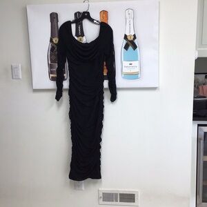 Elegant Black Ruched Dress
